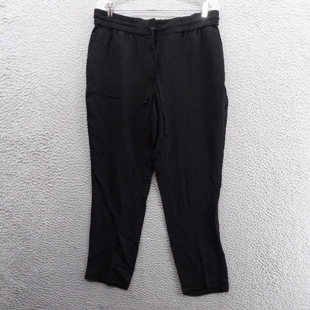 Brooks Brothers Crepe Slim Leg Pant Size 12 Black Women Elastic Waist Drawstring